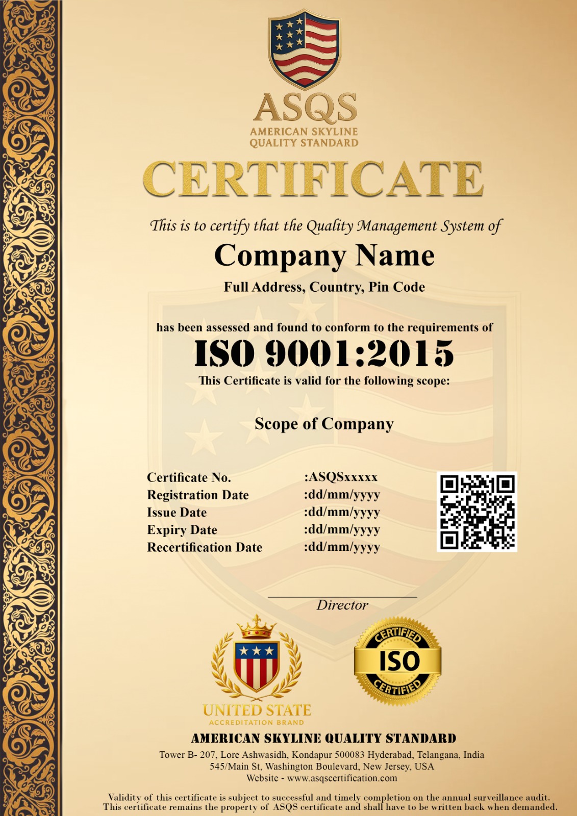 Sample ISO Certificate